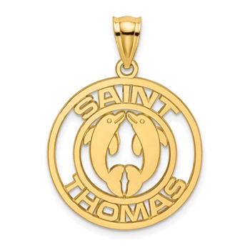 14K SAINT THOMAS with Dolphins Charm