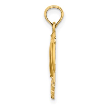 14k Polished OCEAN CITY with Jumping Dolphins Charm — alternate view