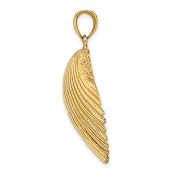 14K Large 3-D Textured Scallop Shell Charm — alternate view