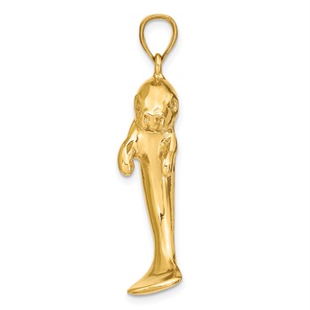 14K 2-D Polished Single Manatee Charm — alternate view