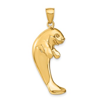 14K 2-D Polished Single Manatee Charm
