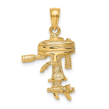 14K 3-D Boat Engine with Moveable Propeller Charm
