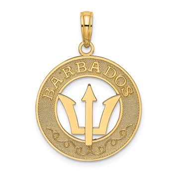 14K BARBADOS with Trident Spear Circle Charm