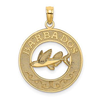 14K BARBADOS with Flying Fish Circle Charm