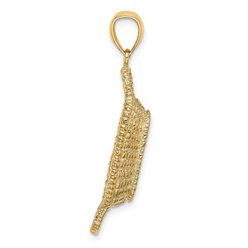 14K 3-D 2 Handles Rectangular Basket Charm — alternate view