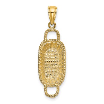 14K 3-D 2 Handles Rectangular Basket Charm