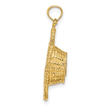 14K 3-D 2 Handles Oval Basket Charm — alternate view