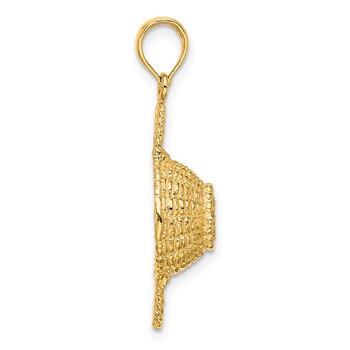 14K 3-D 2 Handles Round Basket Charm — alternate view
