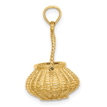 14K 3-D Moveable Handle Flower Basket Charm — alternate view