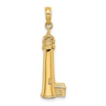 14K Polished Cape May Lighthouse Charm