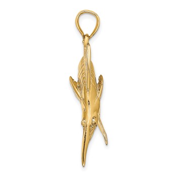 14K Large 3-D Polished  and Satin Blue Marlin Charm — alternate view