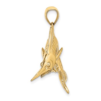 14K Large 3-D Polished and Satin White Marlin Charm — alternate view