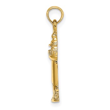 14K 2-D Polished and Textured Lighthouse Charm — alternate view