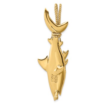 14K 3-D Hammerhead Shark with Rope Bail Charm — alternate view