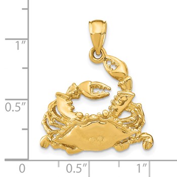 14K Polished Blue Crab Charm — alternate view
