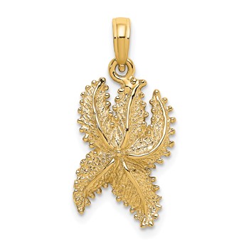 14K Textured Starfish Charm