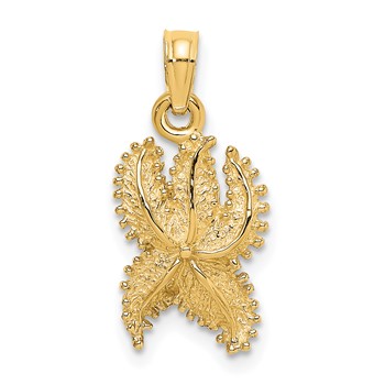 14K Textured Starfish Charm