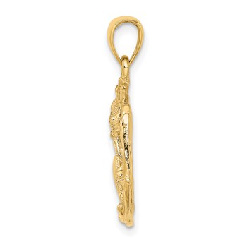 14K Shell Cluster In Circle Charm — alternate view