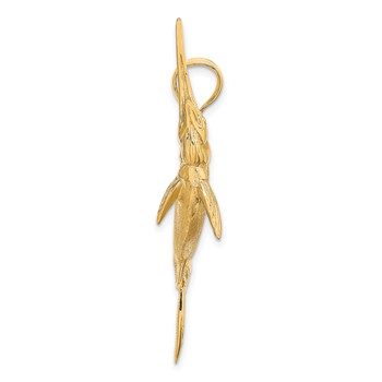 14K Large 3-D Satin and Polished Marlin Charm — alternate view