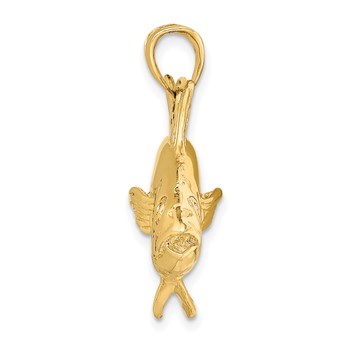 14K Large 3-D Polished Skipjack Tuna Fish Charm — alternate view