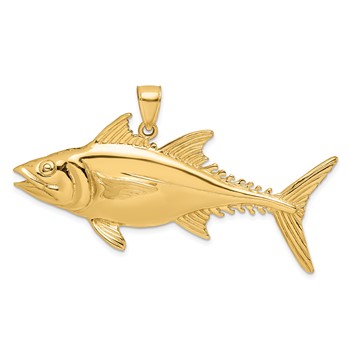 14K Large 3-D Polished Skipjack Tuna Fish Charm