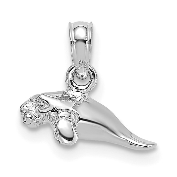 14K White Gold 3-D Polished Mini Manatee Charm - Quality Gold