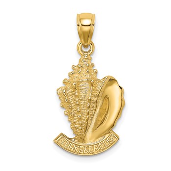 14K 2-D TURKS AND CAICOS Under Conch Shell Charm