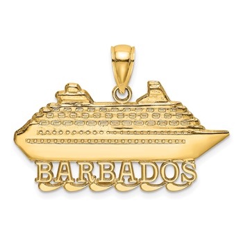 14K Large Polished BARBADOS Cruise Ship Charm