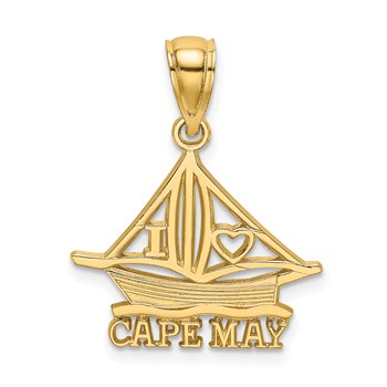 14K I HEART CAPE MAY with Cut-Out Boat Charm