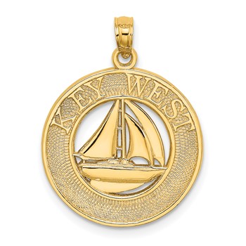 14K KEY WEST Sailboat Circle Charm