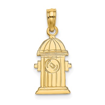 14K Polished Engraved Fire Hydrant Charm