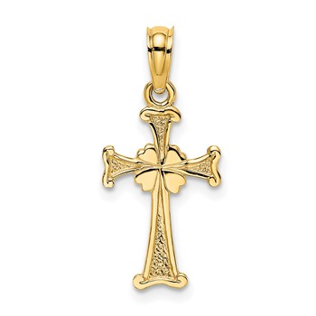 14K 4-Leaf Clover Cross Charm