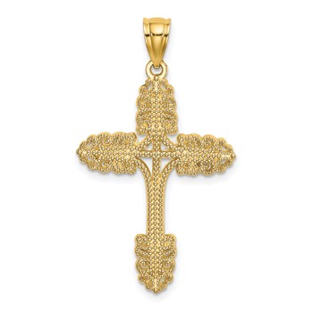 14K Beaded Cross Charm