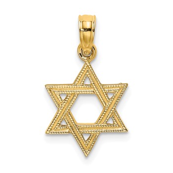 14K Textured Star Of David Charm