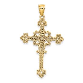 14K Beaded Fancy Cross Charm