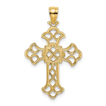 14K Delicate Cut-Out Cross Charm