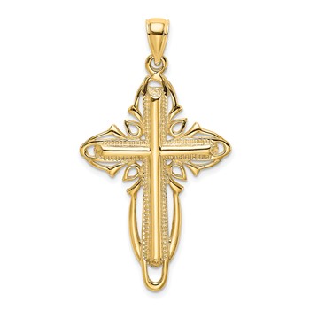 14K Polished and Textured Cross