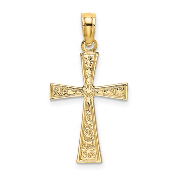 14K Textured Cross with Flared Tips Charm