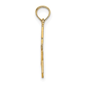 14K Polished and Textured Star Of David and Cross Charm — alternate view