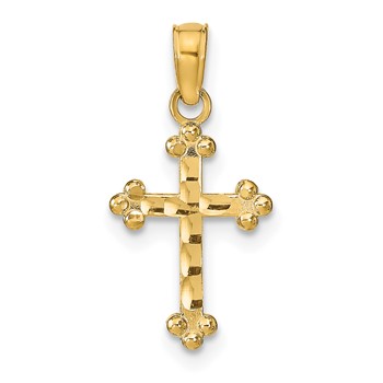 14k Diamond-cut Cross Pendant
