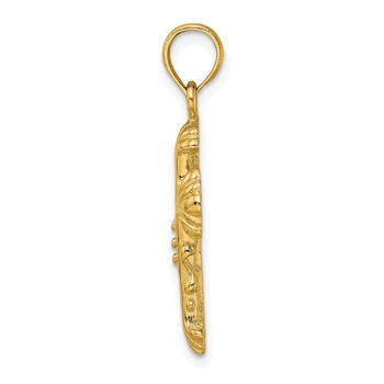 14K Polished and Textured Cross Charm — alternate view