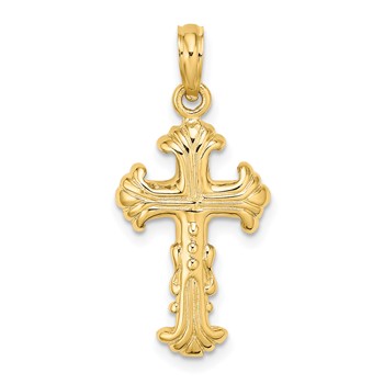 14K Polished and Textured Cross Charm