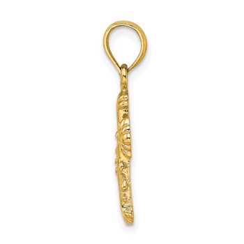 14K Polished and Textured Cross Charm — alternate view