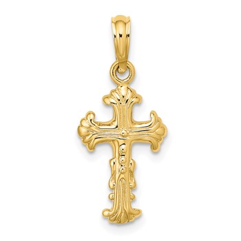 14K Polished and Textured Cross Charm