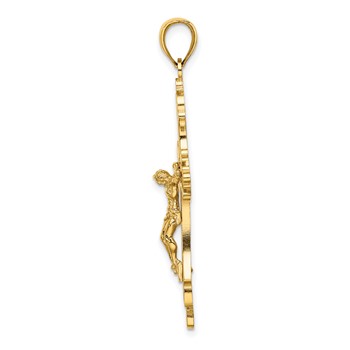 14K Textured Cut-Out Crucifix with Budded Tips Charm — alternate view