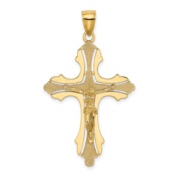 14K Textured Cut-Out Crucifix with Budded Tips Charm