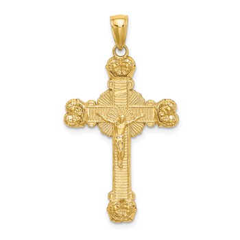 14K Crucifix with Sunburst Charm