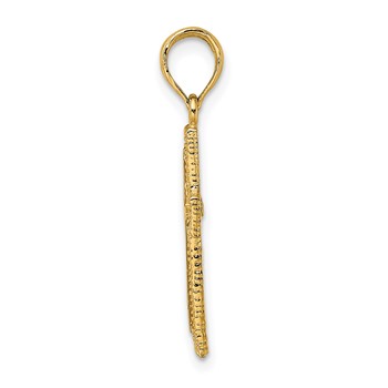 14K Cross with Textured Border Design Charm — alternate view