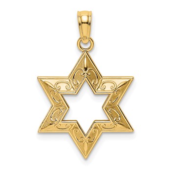 14k Textured Star of David Pendant