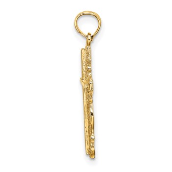 14K Stick Cross with Lace Trim Charm — alternate view